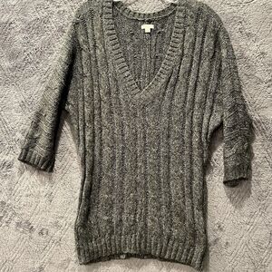 Maurices Womens XL Charcoal Gray Marled Cable Knit V Neck Sweater